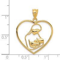14K Yellow Gold Mother and Child in Heart Pendant view 3