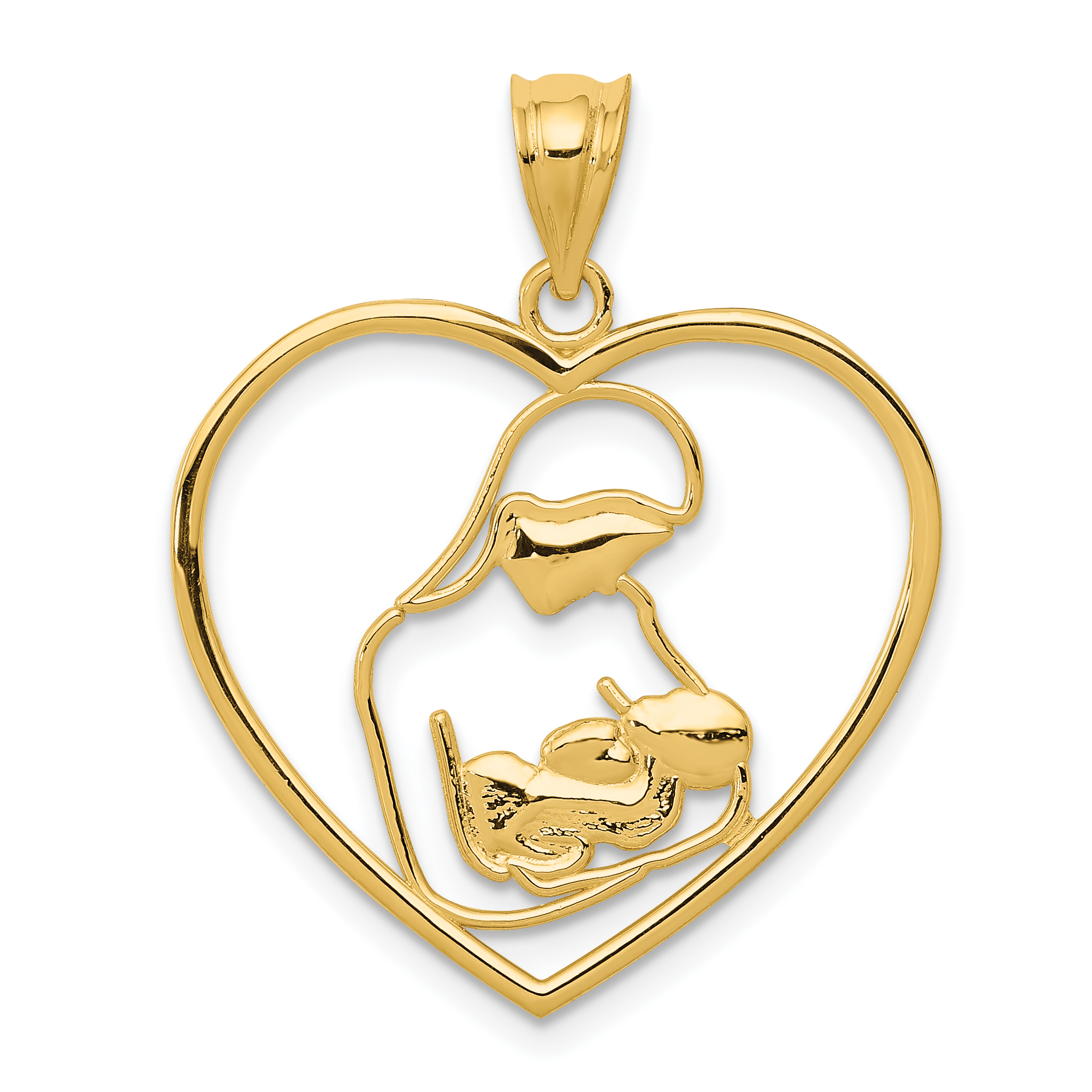 14k Mother and Child in Heart Pendant (K4088)