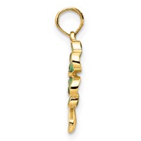 14K Yellow Gold 4-Leaf Clover Enameled Pendant view 2