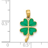 14K Yellow Gold 4-Leaf Clover Enameled Pendant view 3