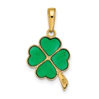 14K Yellow Gold 4-Leaf Clover Enameled Pendant view 4