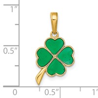 14K Yellow Gold 4-Leaf Clover Enameled Pendant view 3