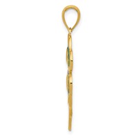 14K Yellow Gold 4-Leaf Clover Pendant Pendant with Green Enameled Tips view 2