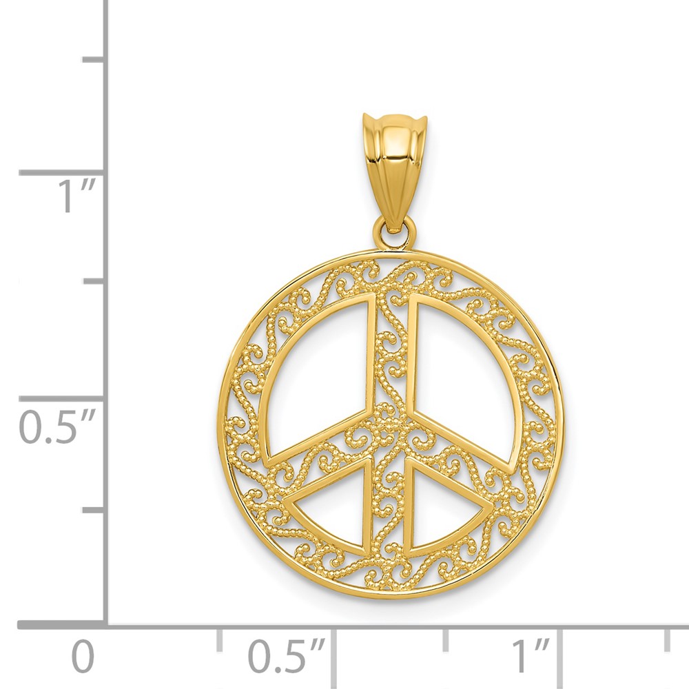 14k Filigree Peace Sign Pendant (K4105)