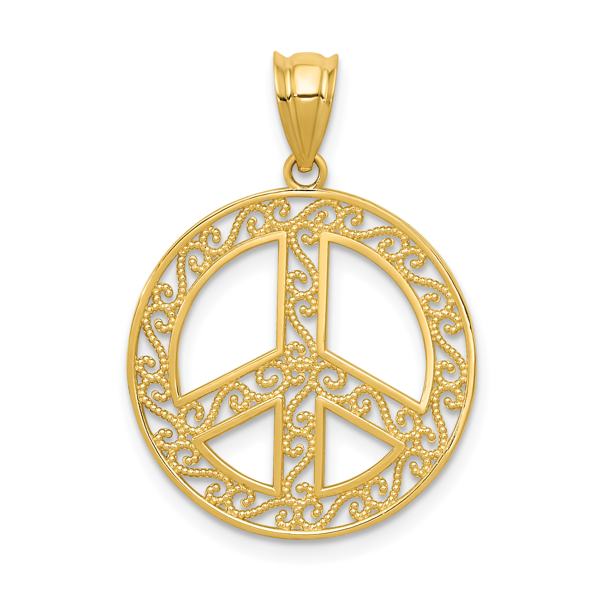 14k Filigree Peace Sign Pendant (K4105)