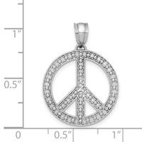 14K White Gold Peace Symbol Pendant view 3