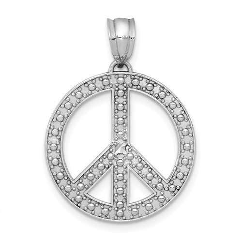 14K White Gold Peace Symbol Pendant