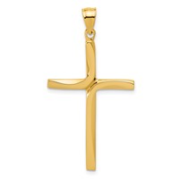 14K Yellow Gold Polished Cross Pendant view 1