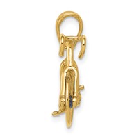 14K Yellow Gold 3-D Blue Enameled Bicycle Pendant with Moveable Wheels view 2