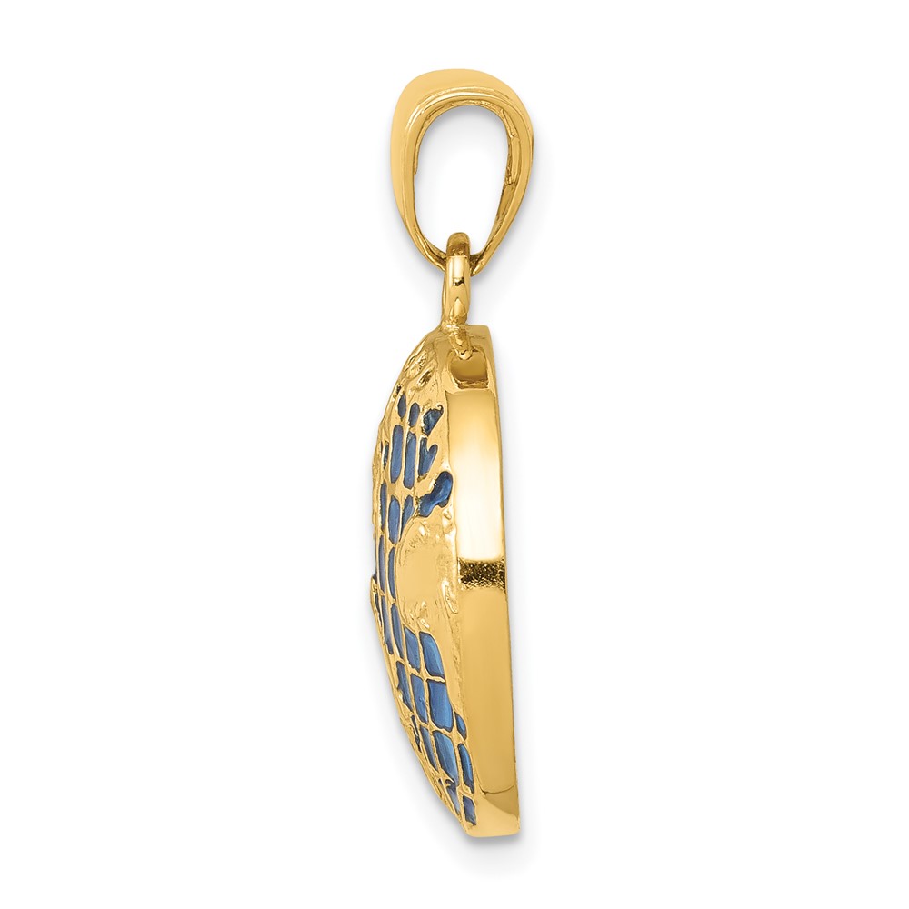 14K Blue Enameled Globe Pendant (K4144)