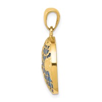 14K Yellow Gold Blue Enameled Globe Pendant view 2
