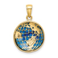 14K Yellow Gold Blue Enameled Globe Pendant view 3