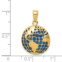 14K Yellow Gold Blue Enameled Globe Pendant view 4