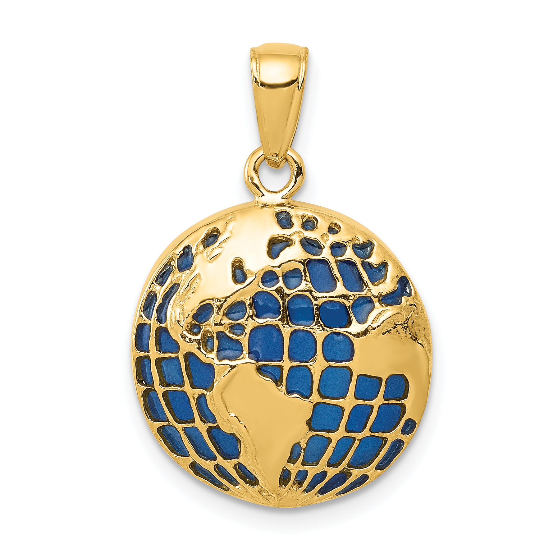 14K Blue Enameled Globe Pendant (K4144)
