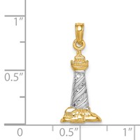 14K Pendant with White Rhodium 3-D St. Augustine Lighthouse view 3