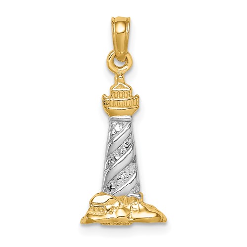 14K Pendant with White Rhodium 3-D St. Augustine Lighthouse