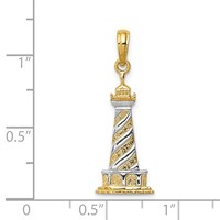 14K and White Rhodium Cape Hatteras Lighthouse Pendant view 3