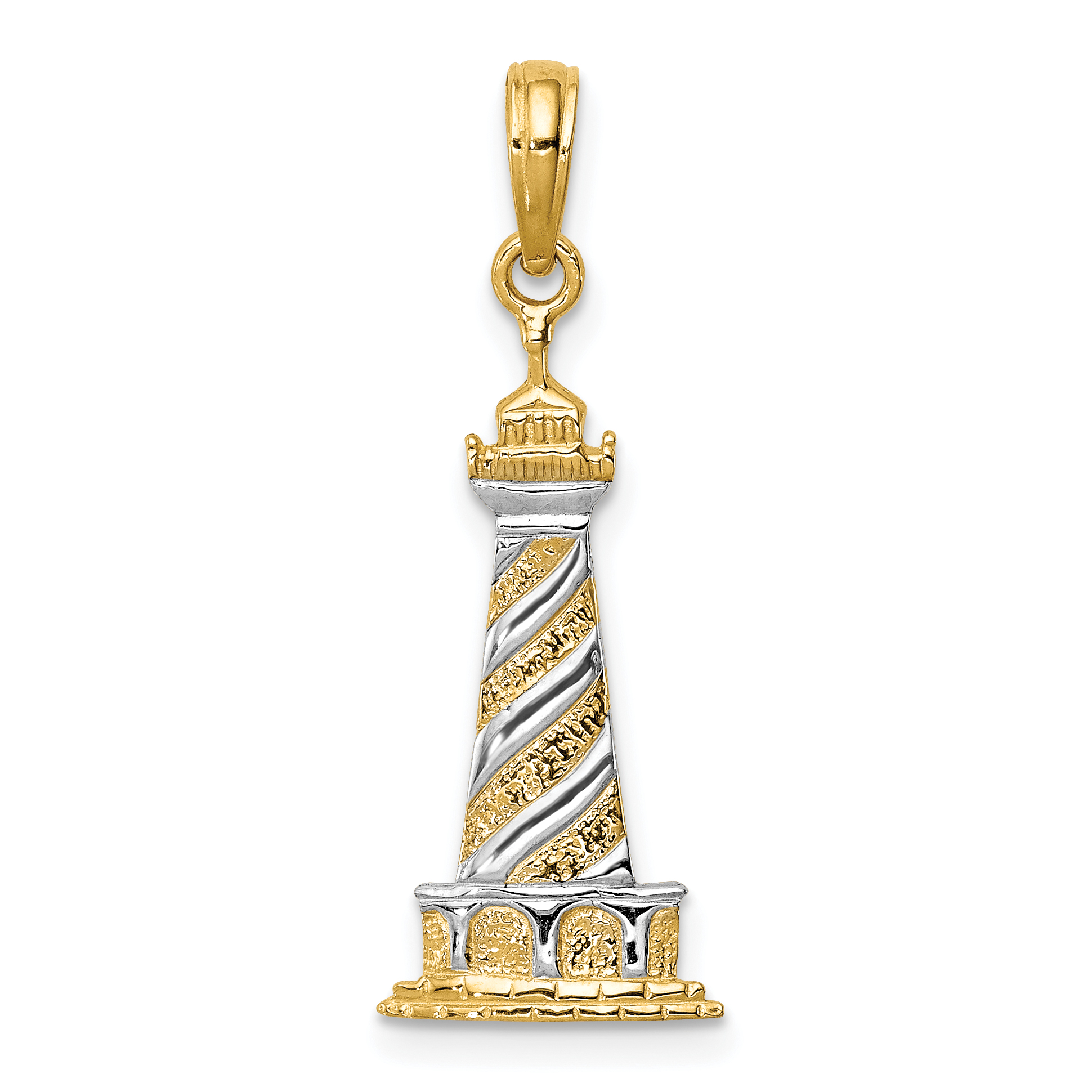 14K and Rhodium Cape Hatteras Lighthouse Pendant (K4147)