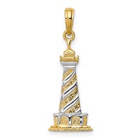 14K and White Rhodium Cape Hatteras Lighthouse Pendant view 1