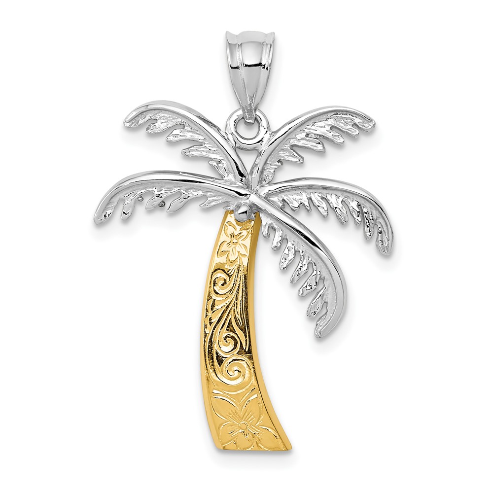 14K Two-tone Palm Tree Pendant