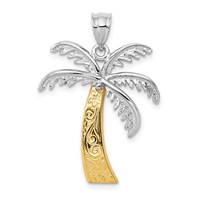 14K Two-tone Palm Tree Pendant view 1