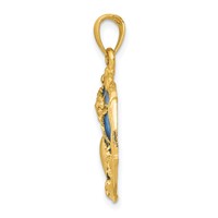 14K Yellow Gold Blue Enameled Shell Cluster Pendant view 2