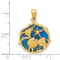14K Yellow Gold Blue Enameled Shell Cluster Pendant view 4