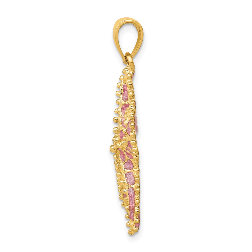 14K Pink Enameled Starfish Pendant (K4176)
