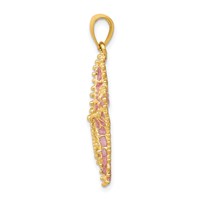 14K Yellow Gold Pink Enameled Starfish Pendant view 2