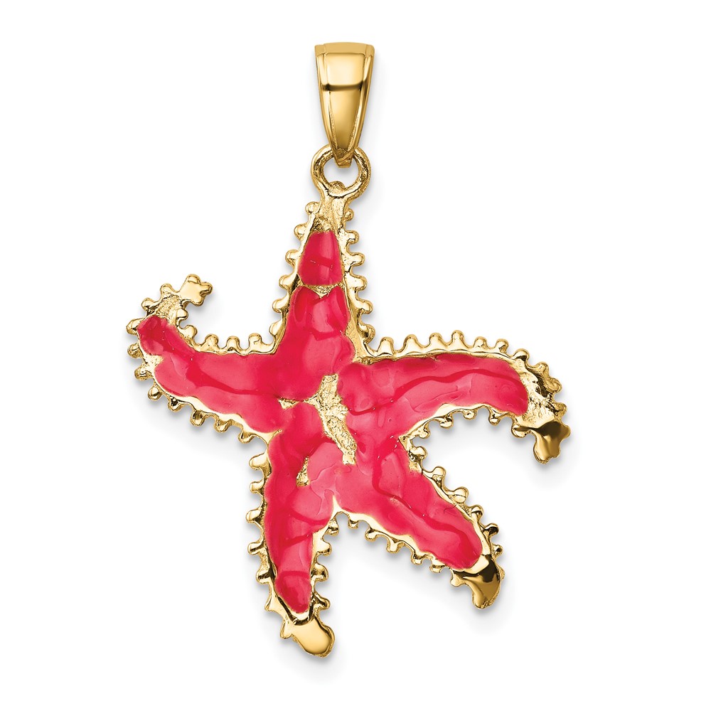 14K Pink Enameled Starfish Pendant (K4176)