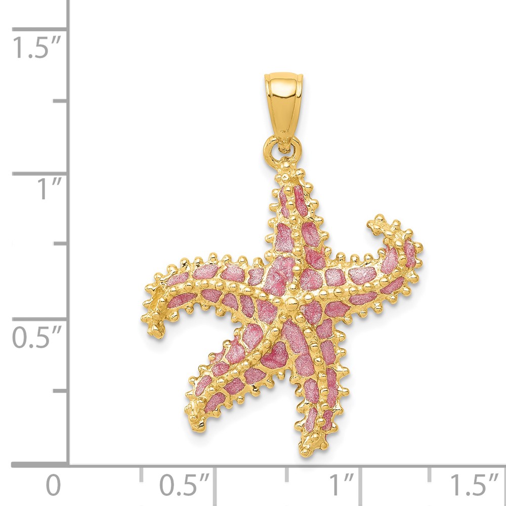 14K Pink Enameled Starfish Pendant (K4176)