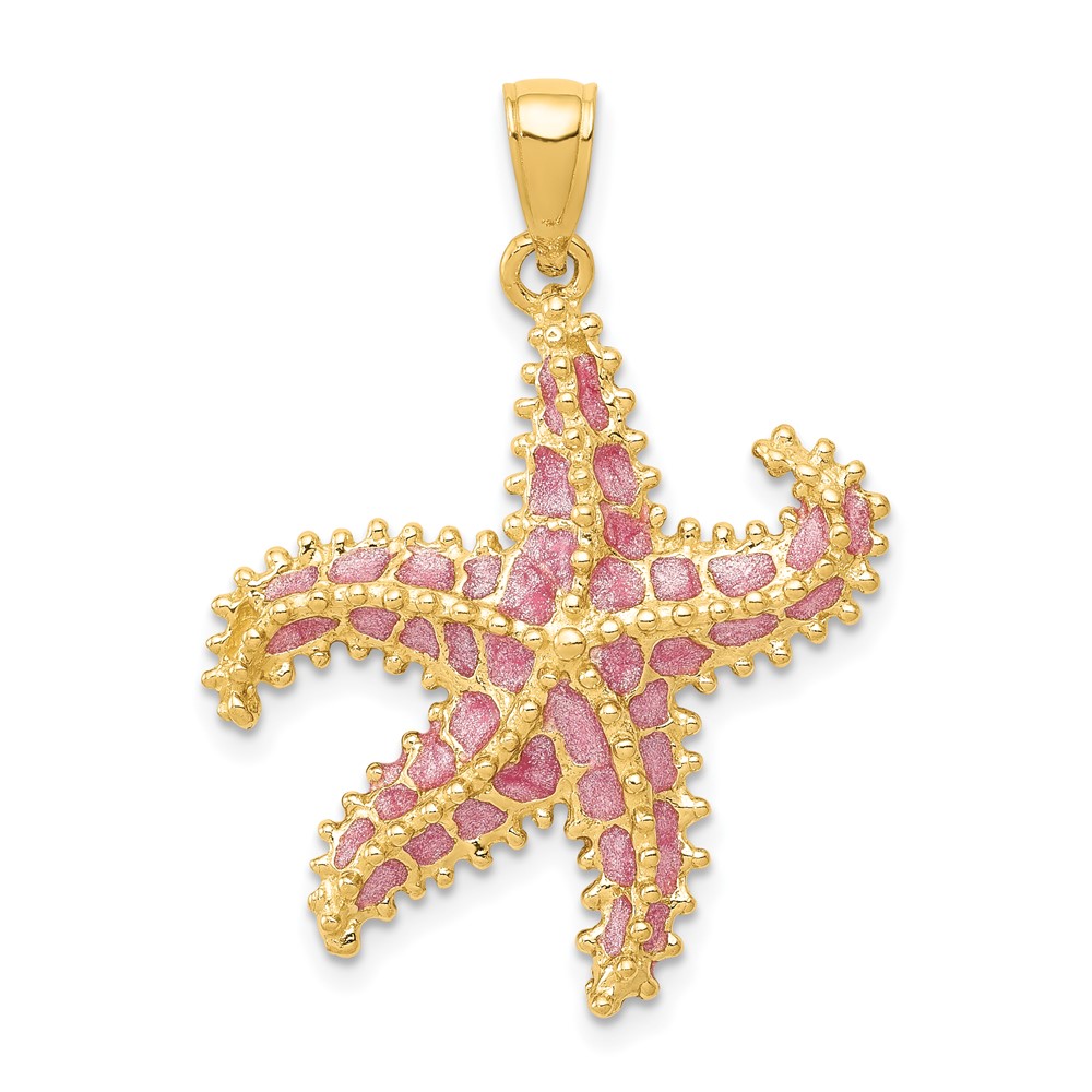 14K Pink Enameled Starfish Pendant (K4176)
