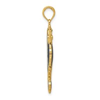 14K 3-D Blue Enameled Seahorse Pendant view 2