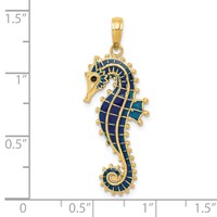 14K 3-D Blue Enameled Seahorse Pendant view 3