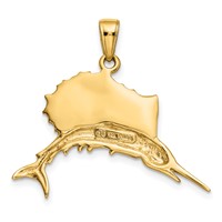 14K and White Rhodium Sailfish Pendant view 4