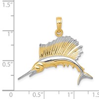 14K and White Rhodium Sailfish Pendant view 3