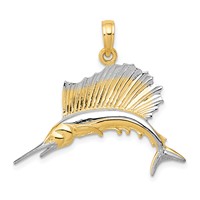 14K and White Rhodium Sailfish Pendant view 1