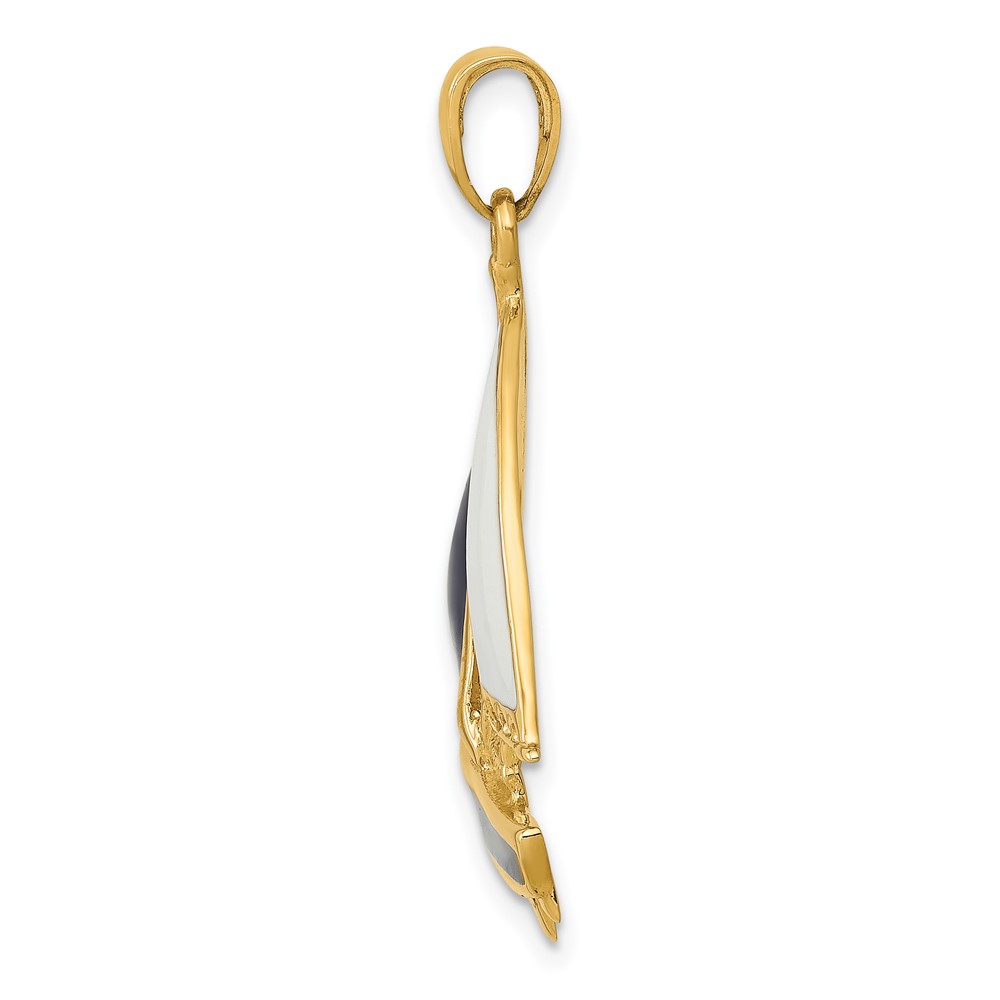 14K 2-D Blue and White Enameled Sailboat Pendant (K4199)
