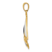 14K Yellow Gold 2-D Blue and White Enameled Sailboat Pendant view 2