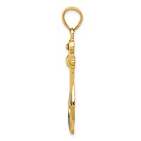14K Yellow Gold 2-D Red White and Blue Enameled Anchor Pendant view 2