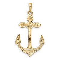 14K Yellow Gold 2-D Red White and Blue Enameled Anchor Pendant view 3