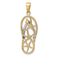 14K Two-tone Starfish Flip-Flop Pendant view 4