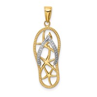 14K Two-tone Starfish Flip-Flop Pendant view 1