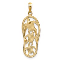 14K Two-tone Triple Sea Turtle Flip-Flop Pendant view 4