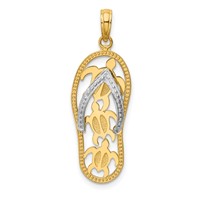 14K Two-tone Triple Sea Turtle Flip-Flop Pendant view 1
