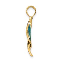 14K Yellow Gold Blue Enameled Butterfly Pendant view 2