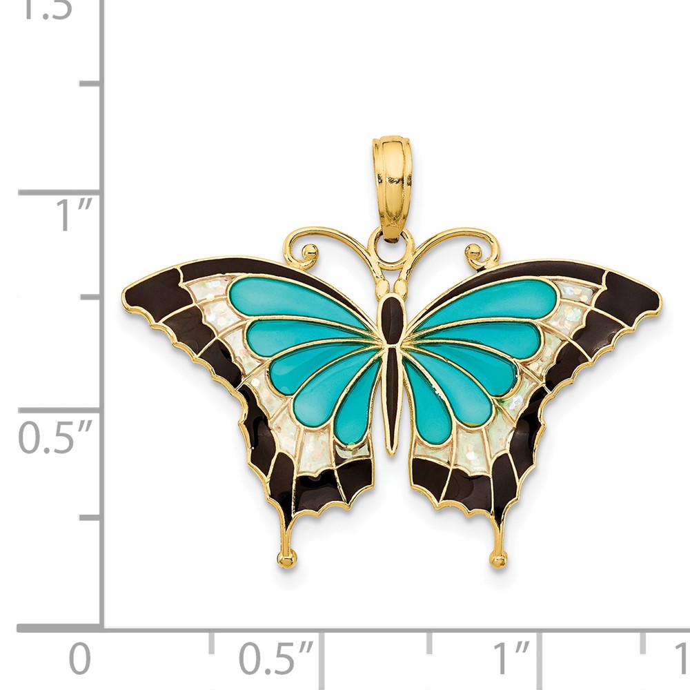 14K Enameled Butterfly Pendant (K4229)