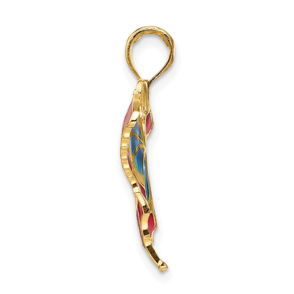 14K Blue and Red Enameled Butterfly Pendant (K4230)