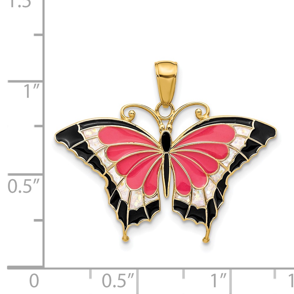14K Enameled Butterfly Pendant (K4232)