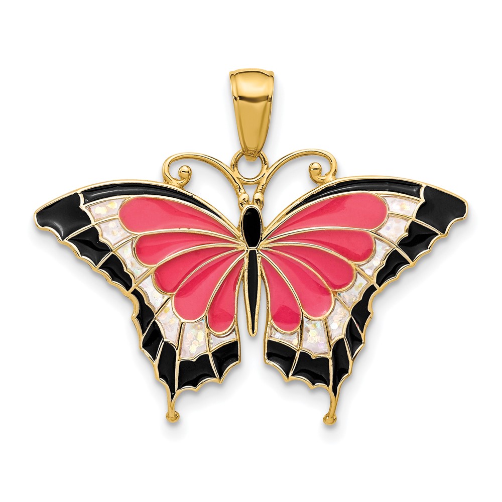 14K Enameled Butterfly Pendant (K4232)